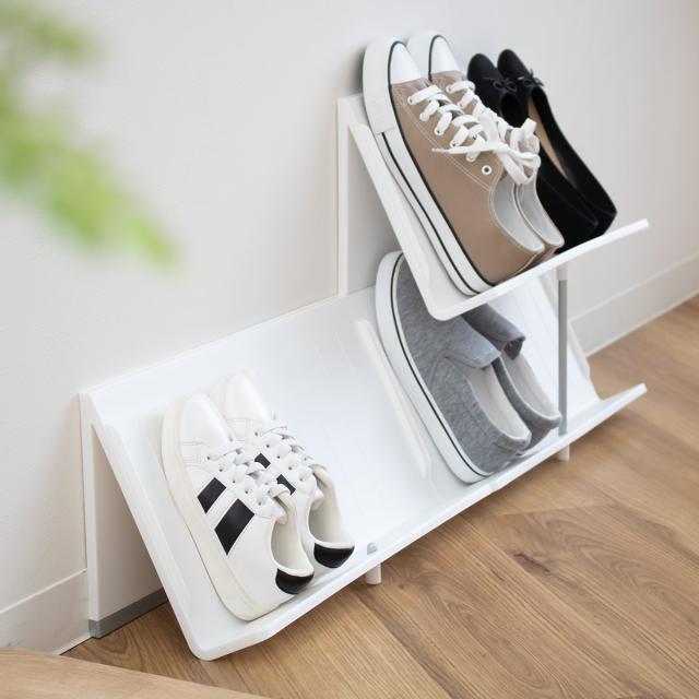 シューズラック 靴箱 下駄箱 ホワイト 3段 収納 隠せる 薄型 省