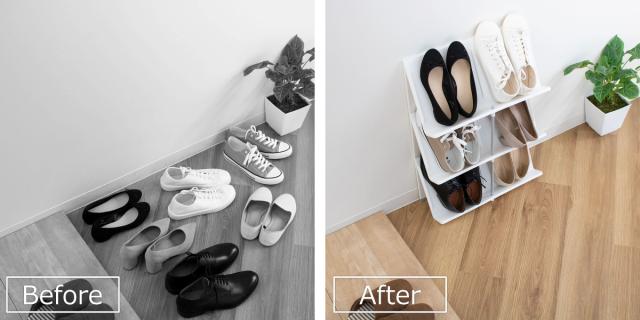 シューズラック 3段 スリム 省スペース 幅45×奥行17.5×高さ60.5cm