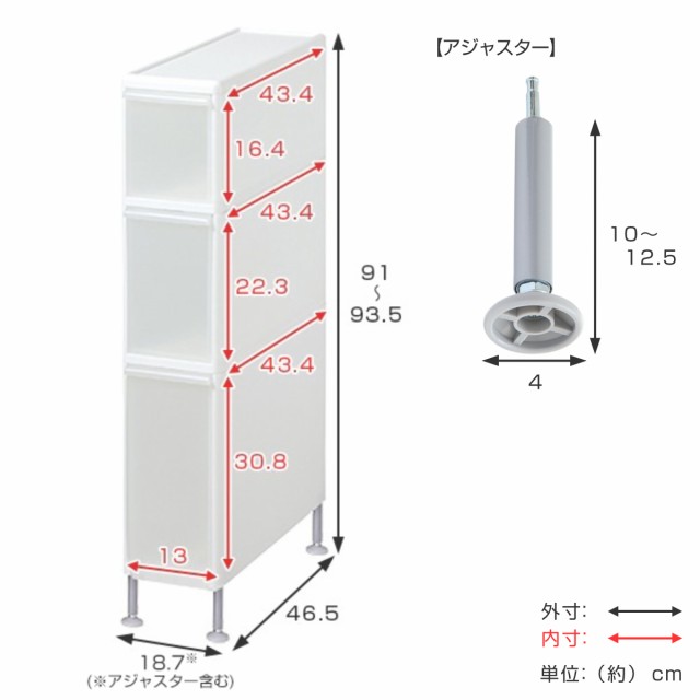 隙間収納 洗面所 隙間 収納 洗濯機横 スリムストレージ 段差をまたげるすき間ストッカー3段 幅17cm すきま収納 洗濯機 キッチン ランの通販はau Pay マーケット リビングート