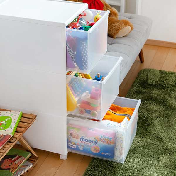収納ケース 幅34×奥行46.5×高さ78cm 3段 プラスチック 深型 日本製 キャスター付き （ 引き出し チェスト 収納 収納ボックス  衣装ケー｜au PAY マーケット