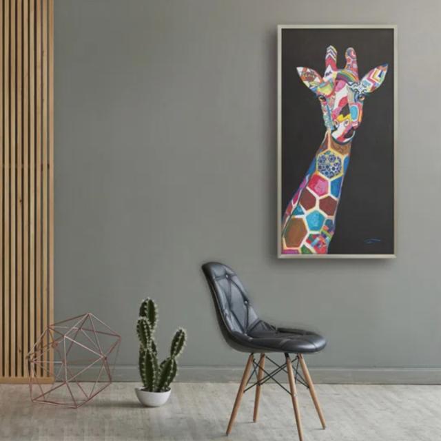 アートパネル オイルペイントアート 『ジラフ シック』 53×103cm