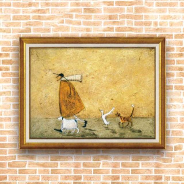 アートパネル サムトフト 『ホーレスとストライプス』 72.5×55.5cm （ 絵画 絵 アート インテリア 額 額入り 壁掛け 犬 ネコ 動物 ポスター アートフレーム アートポスター ウォールアート パネル 額付き かわいい ）