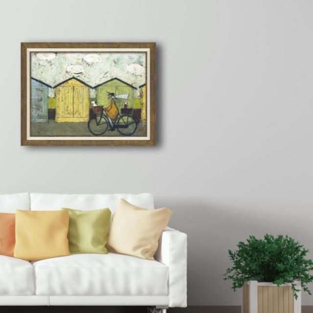 アートパネル サムトフト 『朝食たべに行こう！』 72.5×55.5cm （ 絵画 絵 アート インテリア 額 額入り 壁掛け 犬 動物 自転車 ポスター アートフレーム アートポスター ウォールアート パネル 額付き かわいい ）_6