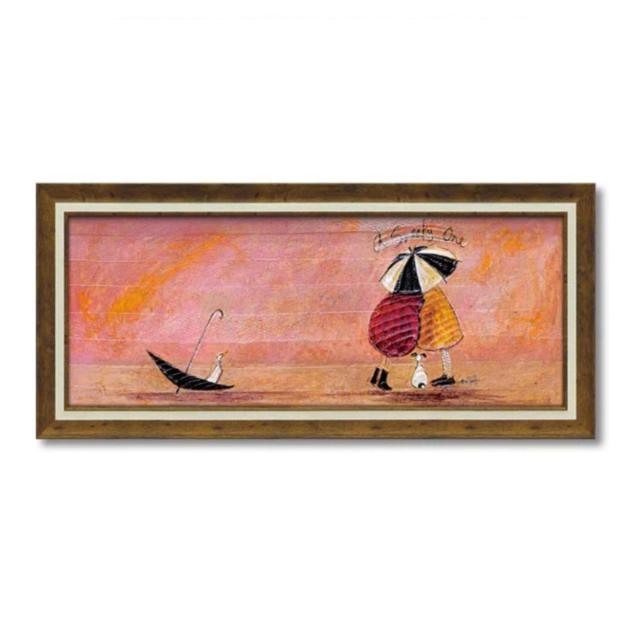 アートパネル サムトフト 『スニーキー ワン』 95×43.5cm （ 絵画 絵 アート インテリア 額 額入り 壁掛け 犬 動物 傘 ポスター アートフレーム アートポスター ウォールアート パネル 額付き かわいい ）_1