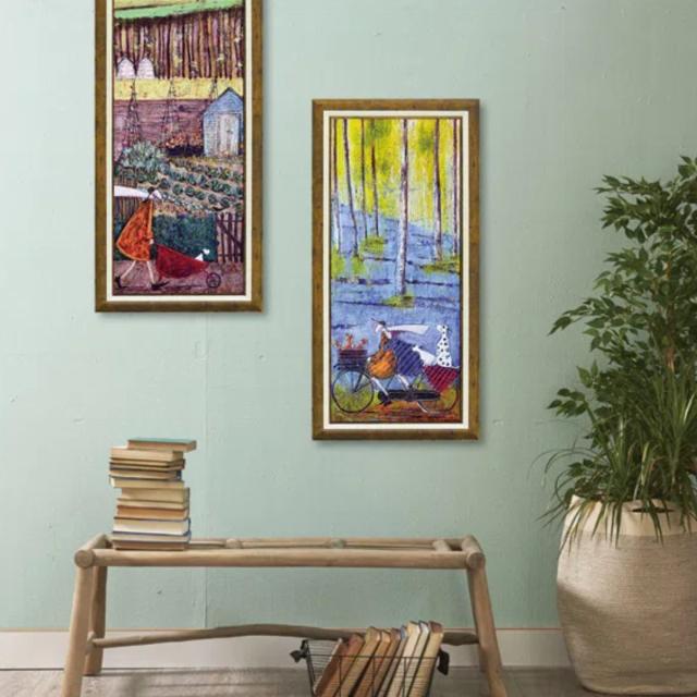 アートパネル サムトフト 『サマー』 46.5×94.5cm （ 絵画 絵 アート インテリア 額 額入り 壁掛け 犬 動物 縦 ポスター アートフレーム アートポスター ウォールアート パネル 額付き かわいい 縦型 ）_1