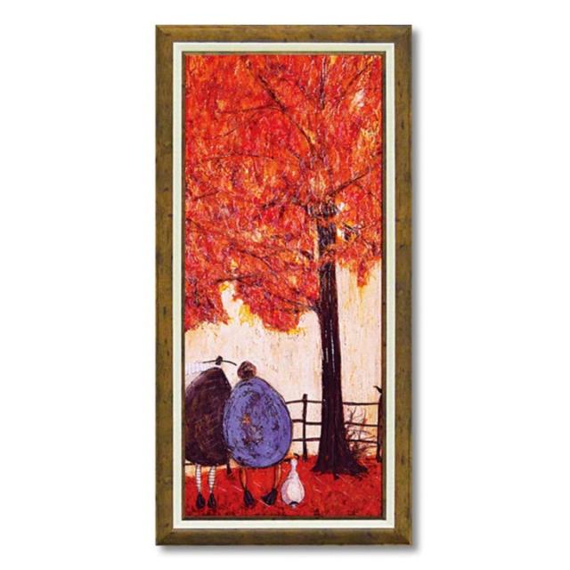 アートパネル サムトフト 『オータム』 46.5×94.5cm （ 絵画 絵 アート インテリア 額 額入り 壁掛け 犬 動物 紅葉 秋 縦 ポスター アートフレーム アートポスター ウォールアート パネル 額付き かわいい 縦型 ）