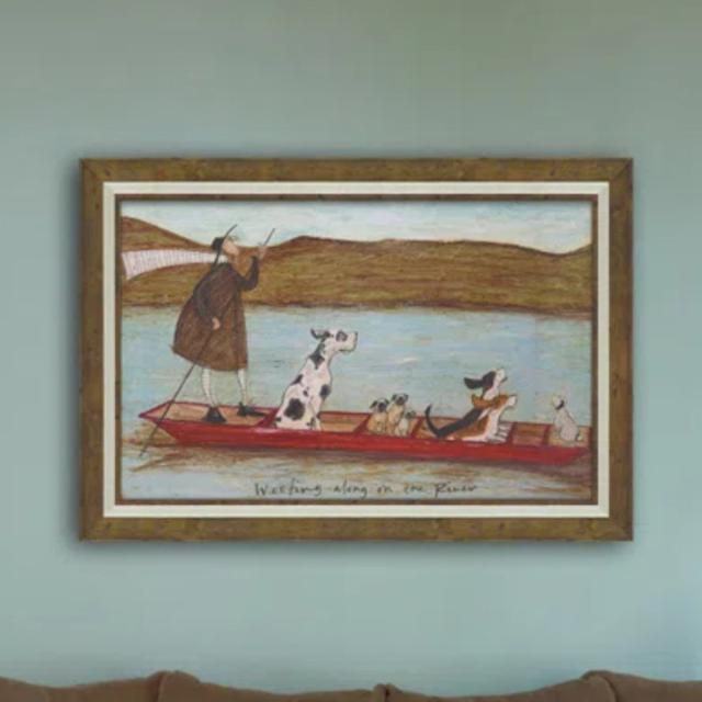 アートパネル サムトフト 『わんわんリバークルーズ』 74.5×51.5cm （ 絵画 絵 アート インテリア 額 額入り 壁掛け 犬 動物 ポスター アートフレーム アートポスター ウォールアート パネル 額付き かわいい ）
