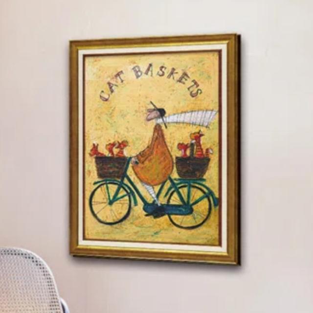 アートパネル サムトフト 『キャット バスケット』 54.5×71.5cm （ 絵画 絵 アート インテリア 額 額入り 壁掛け 犬 動物 ネコ ポスター アートフレーム アートポスター ウォールアート パネル 額付き かわいい ）