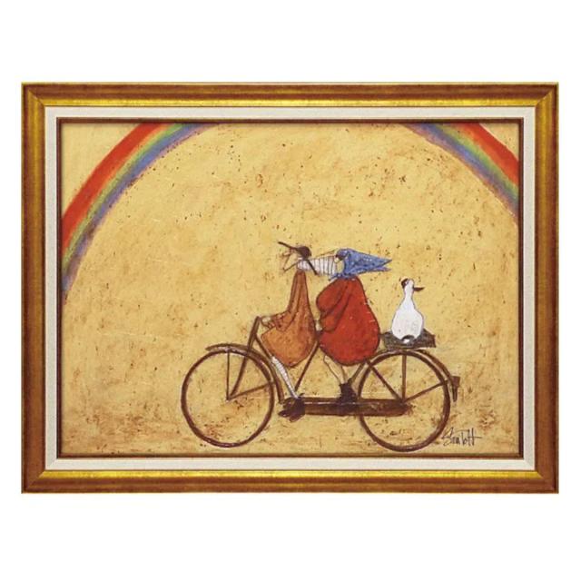 アートパネル サムトフト 『虹に向かって』 72.5×55.5cm （ 絵画 絵 アート インテリア 額 額入り 壁掛け 犬 動物 虹 ポスター アートフレーム アートポスター ウォールアート パネル 額付き かわいい ）_1