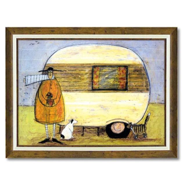 アートパネル サムトフト 『ホーム フロム ホーム』 71.5×54.5cm （ 絵画 絵 アート インテリア 額 額入り 壁掛け 犬 動物 ポスター アートフレーム アートポスター ウォールアート パネル 額付き かわいい ）_1