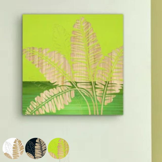 アートパネル ウッドスカルプチャーアート 60×60cm バナナリーフ （ アート 木製 手彫り ウッドアート おしゃれ インテリア スカルプチャー 彫刻 彫刻アート 天然木 桐製 ハンドカービング 自然 植物 木目 ）の通販は