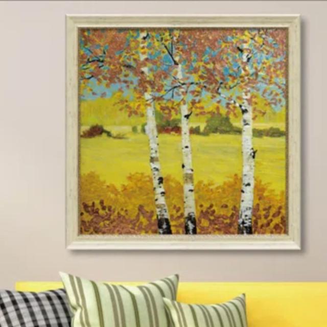 アートパネル アニー フィスク 『カッパー バーチ2』 78.5×78.5cm （ 絵画 絵 アート インテリア 額 額入り 壁掛け おしゃれ ゲル加工 風景画 正方形 ポスター アートフレーム アートポスター ウォールアート パネル 額付き ）