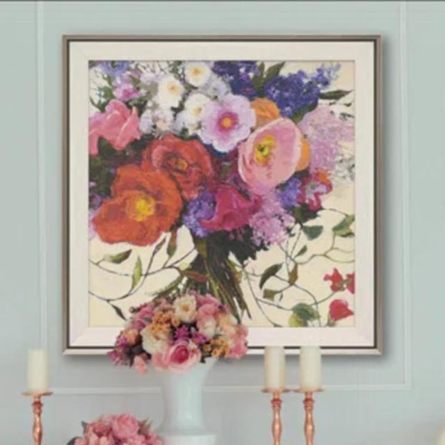アートパネル シャーリー ノヴァック 『ブーケ ドゥ プランタン』 70.5×70.5cm （ 絵画 絵 アート インテリア 額 額入り 壁掛け おしゃれ 花 正方形 ポスター アートフレーム アートポスター ウォールアート パネル 額付き 華やか ）