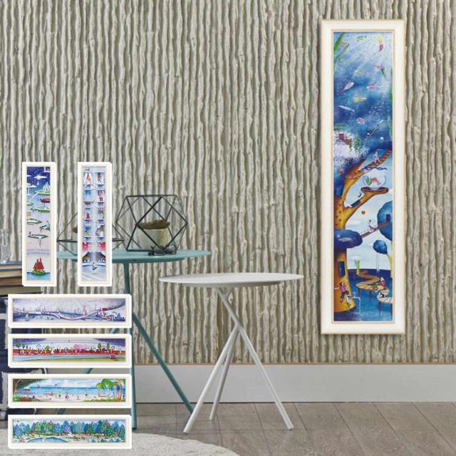 アートパネル なかの まりの 123×33cm （ 絵画 絵 アート インテリア 額入り 壁掛け おしゃれ ゲル加工 縦長 横長 ポスター アートフレーム アートポスター 額付き かわいい イラスト ）