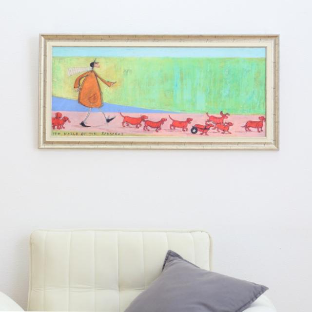 アートパネル サムトフト 『ソーセージ大行進』 94.5×46.5cm （ 絵画 絵 アート インテリア 額 額入り 壁掛け 犬 動物 ダックスフンド ポスター アートフレーム アートポスター ウォールアート パネル 額付き 額縁 壁飾り リビング ）_12