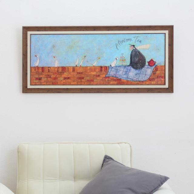 アートパネル サムトフト 『アフタヌーン ティー』 94.5×43cm （ 絵画 絵 アート インテリア 額 額入り 壁掛け 犬 動物 自転車 ポスター アートフレーム アートポスター ウォールアート パネル 額付き 額縁 壁飾り リビング ）_12