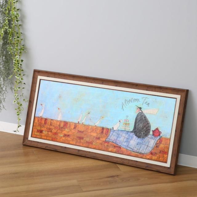 アートパネル サムトフト 『アフタヌーン ティー』 94.5×43cm （ 絵画 絵 アート インテリア 額 額入り 壁掛け 犬 動物 自転車 ポスター アートフレーム アートポスター ウォールアート パネル 額付き 額縁 壁飾り リビング ）_2