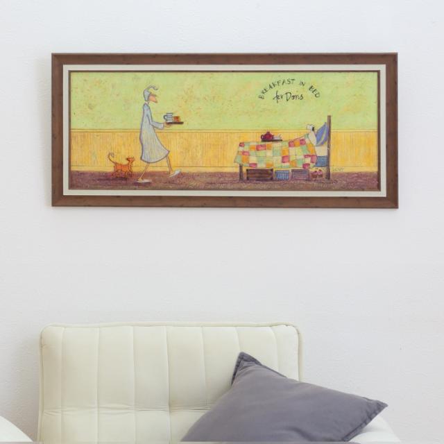 アートパネル サムトフト 『ドリスとベッドで朝食』 94.5×43cm （ 絵画 絵 アート インテリア 額 額入り 壁掛け 犬 動物 ネコ ポスター アートフレーム アートポスター ウォールアート パネル 額付き 額縁 壁飾り リビング ）_12