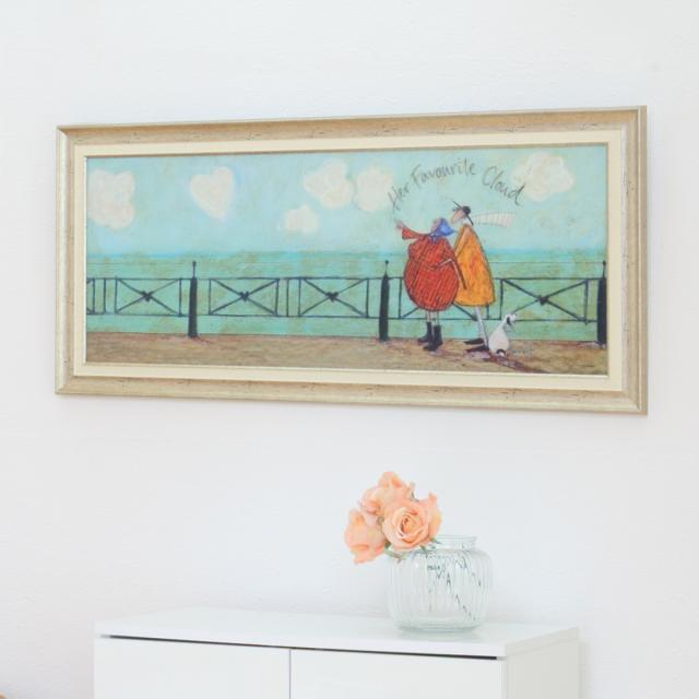 アートパネル サムトフト 『彼女の好きなハート雲』 94.5×43cm （ 絵画 絵 アート インテリア 額 額入り 壁掛け 犬 動物 雲 ポスター アートフレーム アートポスター ウォールアート パネル 額付き 額縁 壁飾り リビング ）_11