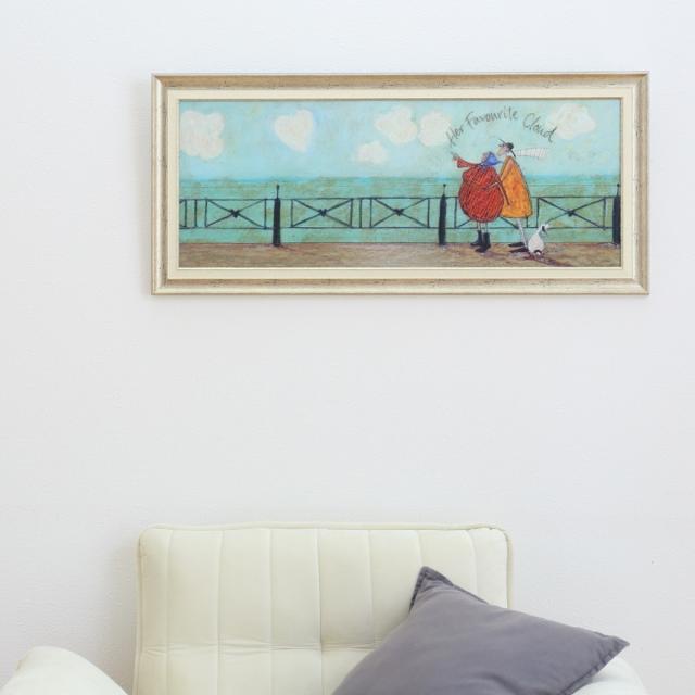 アートパネル サムトフト 『彼女の好きなハート雲』 94.5×43cm （ 絵画 絵 アート インテリア 額 額入り 壁掛け 犬 動物 雲 ポスター アートフレーム アートポスター ウォールアート パネル 額付き 額縁 壁飾り リビング ）_12