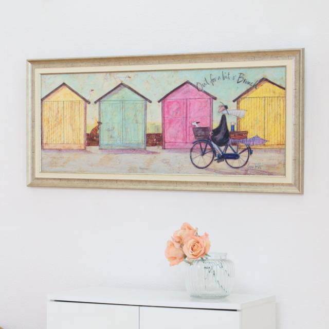 アートパネル サムトフト 『ちょいとブランチに』 94.5×43cm （ 絵画 絵 アート インテリア 額 額入り 壁掛け 犬 動物 自転車 ポスター アートフレーム アートポスター ウォールアート パネル 額付き 額縁 壁飾り リビング ）_10