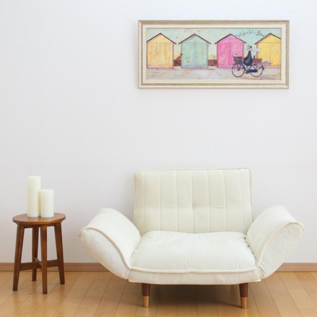 アートパネル サムトフト 『ちょいとブランチに』 94.5×43cm （ 絵画 絵 アート インテリア 額 額入り 壁掛け 犬 動物 自転車 ポスター アートフレーム アートポスター ウォールアート パネル 額付き 額縁 壁飾り リビング ）_11