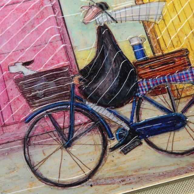 アートパネル サムトフト 『ちょいとブランチに』 94.5×43cm （ 絵画 絵 アート インテリア 額 額入り 壁掛け 犬 動物 自転車 ポスター アートフレーム アートポスター ウォールアート パネル 額付き 額縁 壁飾り リビング ）_4