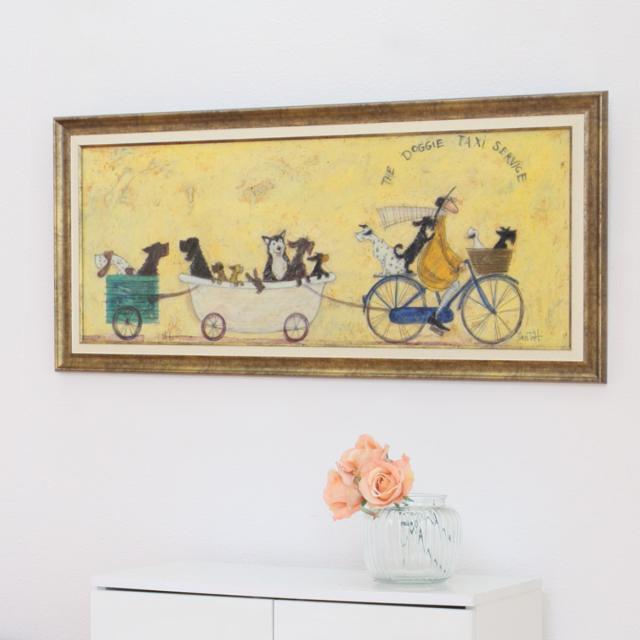 癒し　絵画★サムトフト アートフレーム「いぬタクシー」★【 動物＆癒しアート】 楽天市場】サムトフト 絵画 絵 63.5×32.5cm 【いぬタクシー