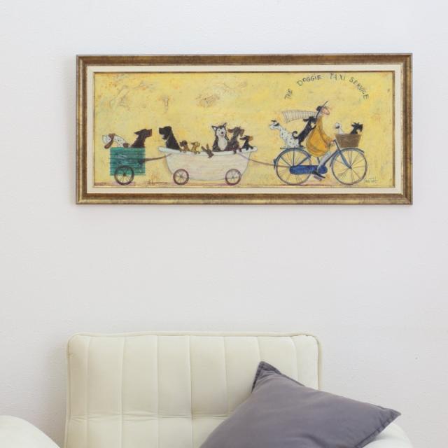 アートパネル サムトフト 『いぬタクシー』 94.5×43cm （ 絵画 絵 アート インテリア 額 額入り 壁掛け 犬 動物 ハスキー ダルメシアン ポスター アートフレーム アートポスター ウォールアート パネル 額付き 額縁 リビング ）_12