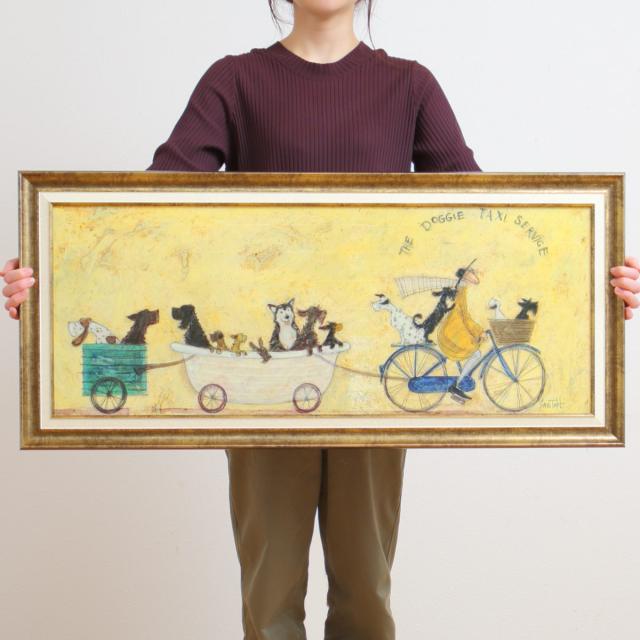 アートパネル サムトフト 『いぬタクシー』 94.5×43cm （ 絵画 絵 アート インテリア 額 額入り 壁掛け 犬 動物 ハスキー ダルメシアン ポスター アートフレーム アートポスター ウォールアート パネル 額付き 額縁 リビング ）_3