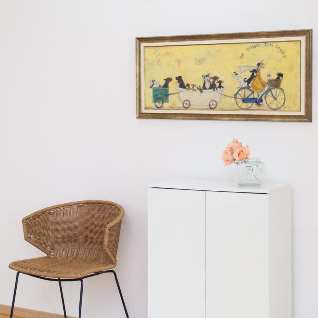 アートパネル サムトフト 『いぬタクシー』 94.5×43cm （ 絵画 絵 アート インテリア 額 額入り 壁掛け 犬 動物 ハスキー ダルメシアン ポスター アートフレーム アートポスター ウォールアート パネル 額付き 額縁 リビング ）_8
