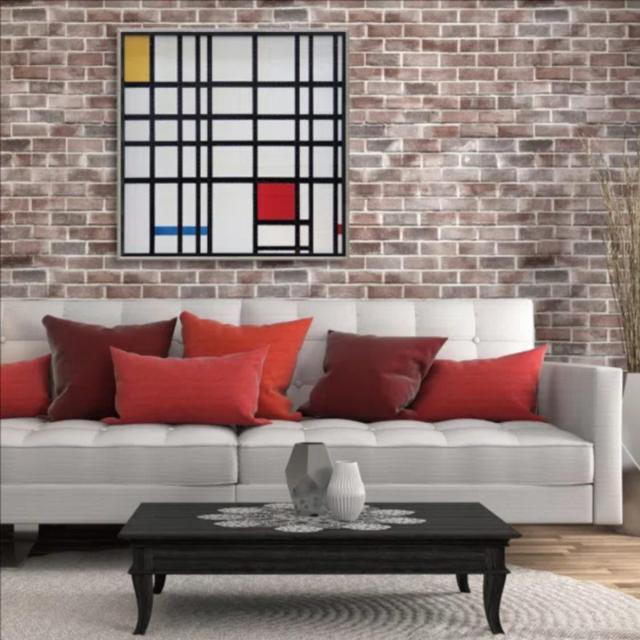 アートパネル ピエト モンドリアン 73.5×73.5cm （ 絵画 絵 アート インテリア 額入り 壁掛け おしゃれ ゲル加工 コンポジション ポスター アートフレーム アートポスター 額付き フレーム付き 抽象画 抽象絵画 ）_3