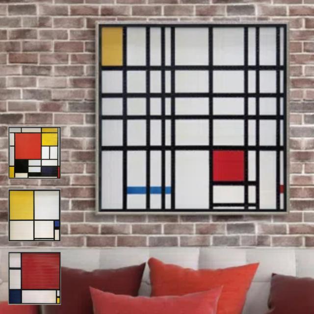 アートパネル ピエト モンドリアン 73.5×73.5cm （ 絵画 絵 アート インテリア 額入り 壁掛け おしゃれ ゲル加工 コンポジション ポスター アートフレーム アートポスター 額付き フレーム付き 抽象画 抽象絵画 ）