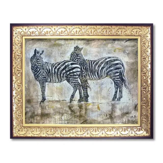 アートパネル ゴットフライド マルタ 100×80cm （ 絵画 絵 アート インテリア 額入り 壁掛け おしゃれ ゲル加工 馬 シマウマ ポスター アートフレーム アートポスター 額付き フレーム付き 動物 ）_4
