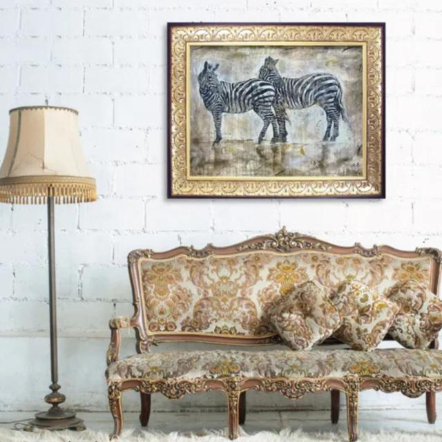 アートパネル ゴットフライド マルタ 100×80cm （ 絵画 絵 アート インテリア 額入り 壁掛け おしゃれ ゲル加工 馬 シマウマ ポスター アートフレーム アートポスター 額付き フレーム付き 動物 ）_5