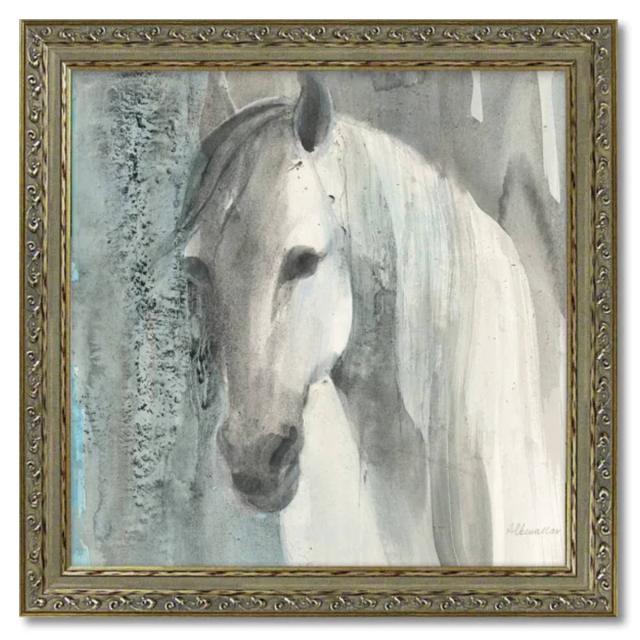 アートパネル アルベナ フリストバ『クワイエット アンド カーム』 70×70cm （ 絵画 絵 アート インテリア 額入り 壁掛け おしゃれ ゲル加工 ポスター アートフレーム アートポスター 額付き 馬 ）_1