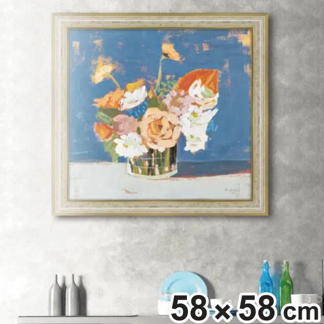 アートパネル パメラ マンガー 『ピーチ アンド ホワイト ブーケ』 58×58cm ( 絵画 絵 アート インテリア 額入り 壁掛け おしゃれ ゲル加工 花 正方形 ポスター アートフレーム アートポスター 額付き フレーム付き )