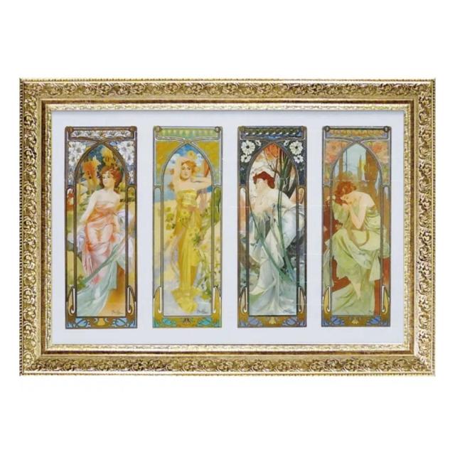 アートパネル アールヌーボー 『時の流れ』 74×52cm （ 絵画 絵 アート インテリア 額入り 壁掛け おしゃれ ゲル加工 名画 ポスター アートフレーム アートポスター 額付き フレーム付き 複製画 ）_1