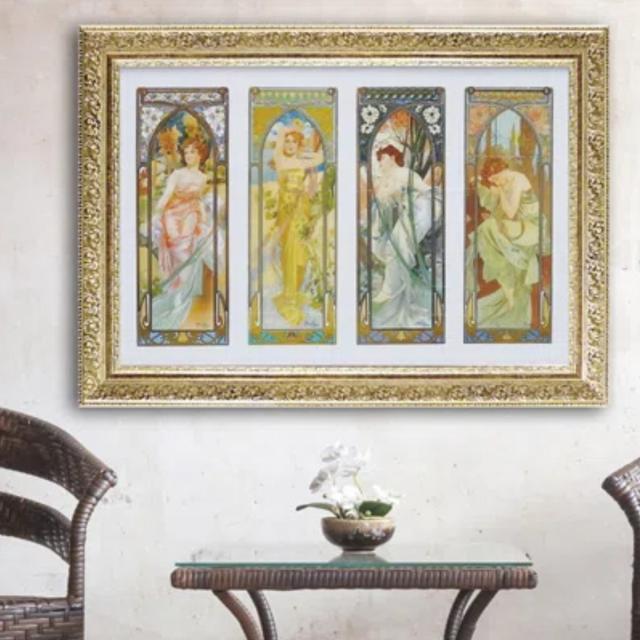 アートパネル アールヌーボー 『時の流れ』 74×52cm （ 絵画 絵 アート インテリア 額入り 壁掛け おしゃれ ゲル加工 名画 ポスター アートフレーム アートポスター 額付き フレーム付き 複製画 ）