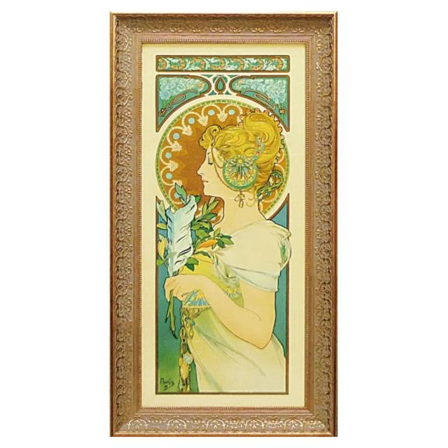 アールヌーボー風　壁掛けポスター(額縁入り) アートパネル アールヌーボー 43.5×83cm （ 絵画 絵 アート インテリア