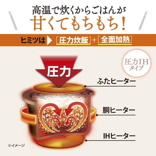 象印 圧力IH炊飯器 3合炊き 極め炊き 黒まる厚釜 フラット設計 小容量 日本製 （ ZOJIRUSHI 象印マホービン 3合 ジャー 保温 ふっ素加工 高圧力 圧力炊飯 豪熱沸とう ごはん 白米 玄米 麦ごはん 熟成炊き 無洗米 しゃもじ付き ）_3