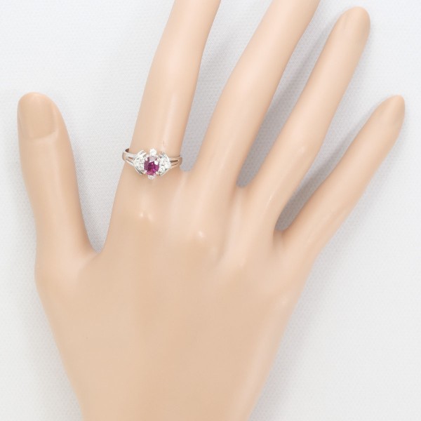 PT900 プラチナ リング 指輪 12号 ルビー 0.56 ダイヤ 総重量約4.2g