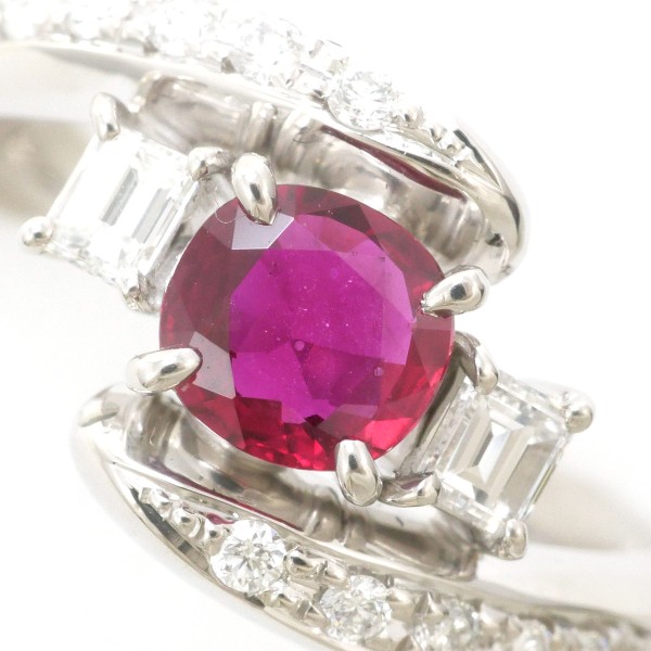 PT900 プラチナ リング 指輪 12号 ルビー 0.55 ダイヤ 0.24 0.15 鑑別