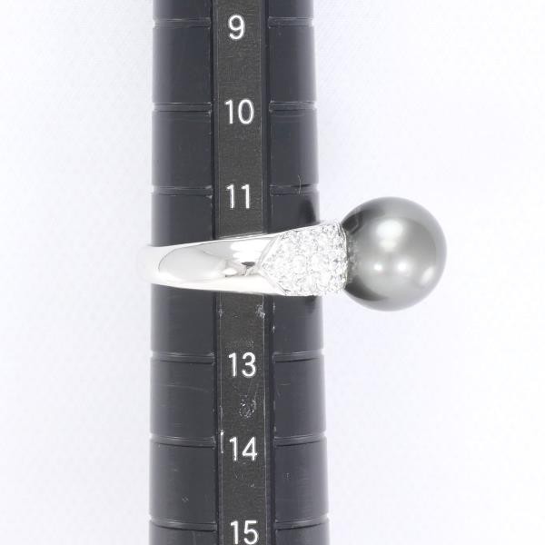 PT900 プラチナ リング 指輪 12号 黒蝶真珠 約11mm ダイヤ 0.72 カード 