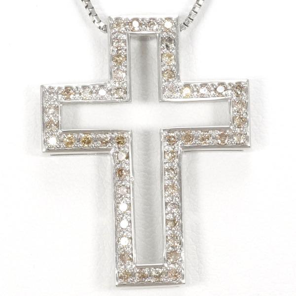 PT950 PT850 ネックレス ブラウンダイヤ 0.40 総重量約5.9g 約45cm 中古ジュエリーの通販は 38,390円