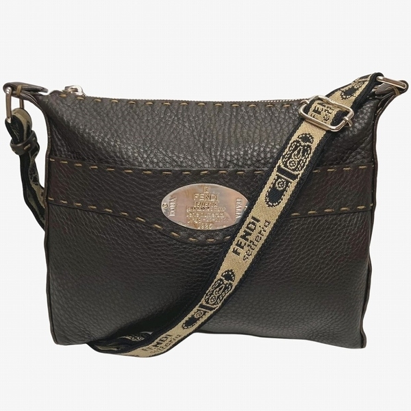 フェンディ FENDI セレリア 8BT092 レザー ダークブラウン バッグ ショルダーバッグ レディース【中古】