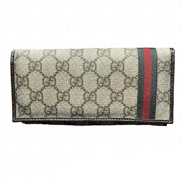 グッチ GUCCI シェリーライン GGスプリーム 212186 長財布 2つ折り財布 ユニセックス【中古】