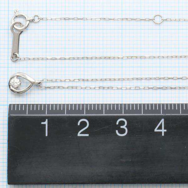 4℃ K10WG ネックレス ダイヤ 総重量約1.1g 約40cm 中古ジュエリー
