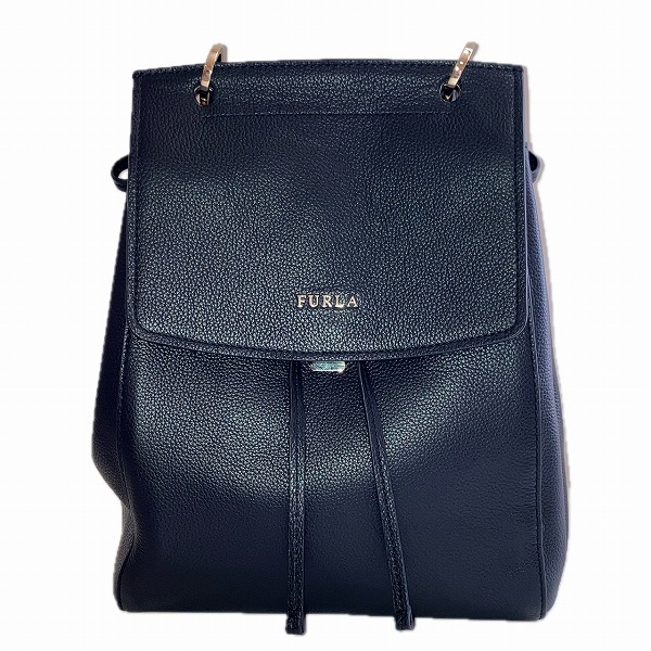フルラ FURLA アニタ ブラック カーフレザー バッグ リュック レディース【中古】