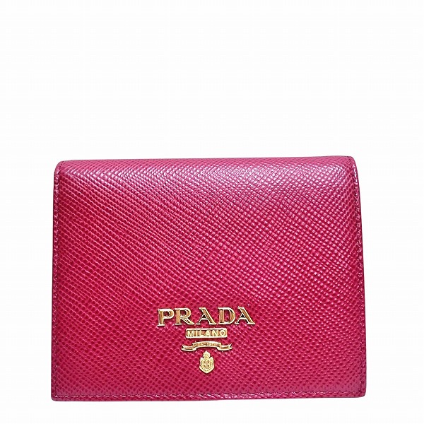 プラダ PRADA サフィアーノ 1MV204 レッド 財布 2つ折り財布 レディース【中古】